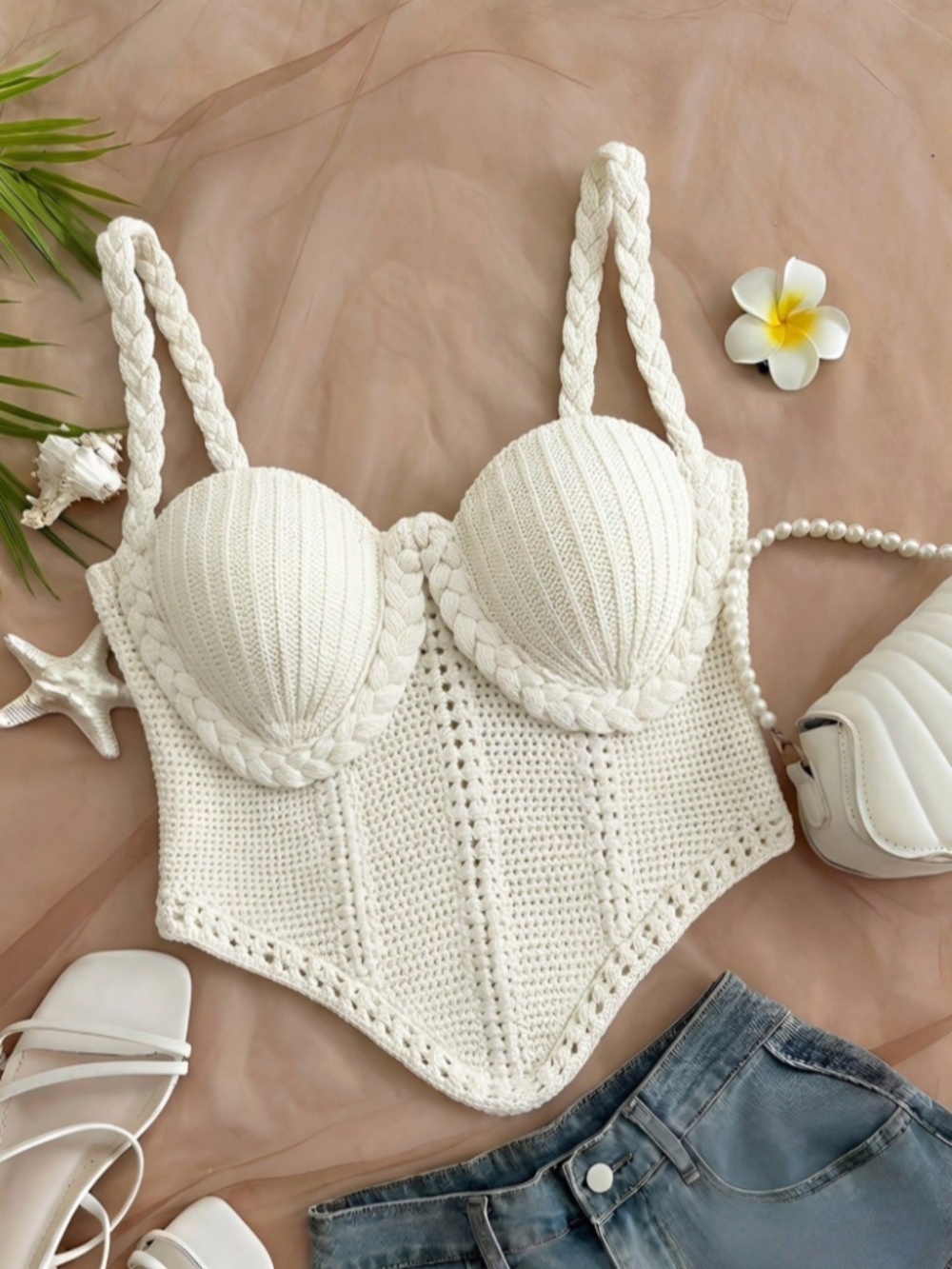 Solid Crochet Knit Camisole Top